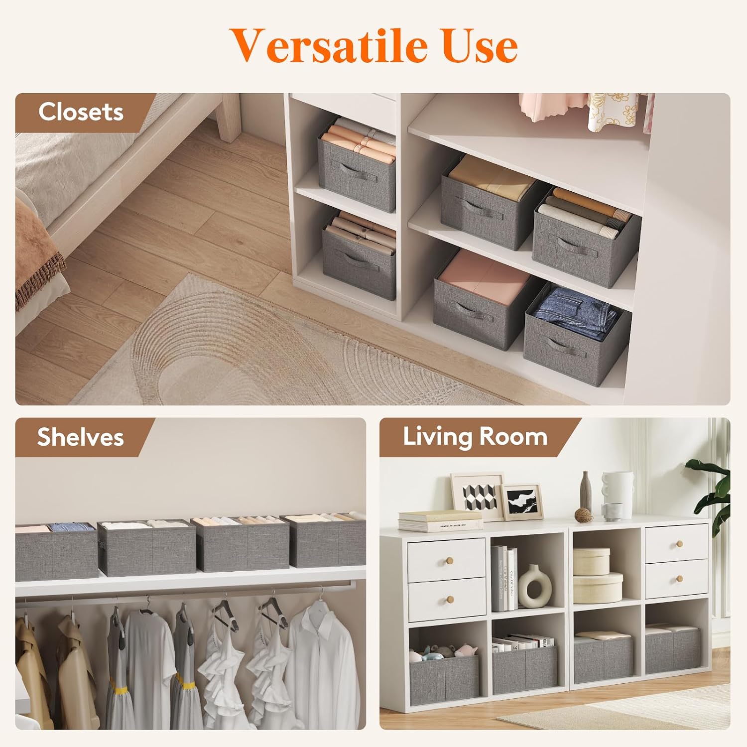 Detalle de Lifewit LH24233.01FG.V1.M01 Wardrobe Organiser Boxes, Set of 4, Foldable
