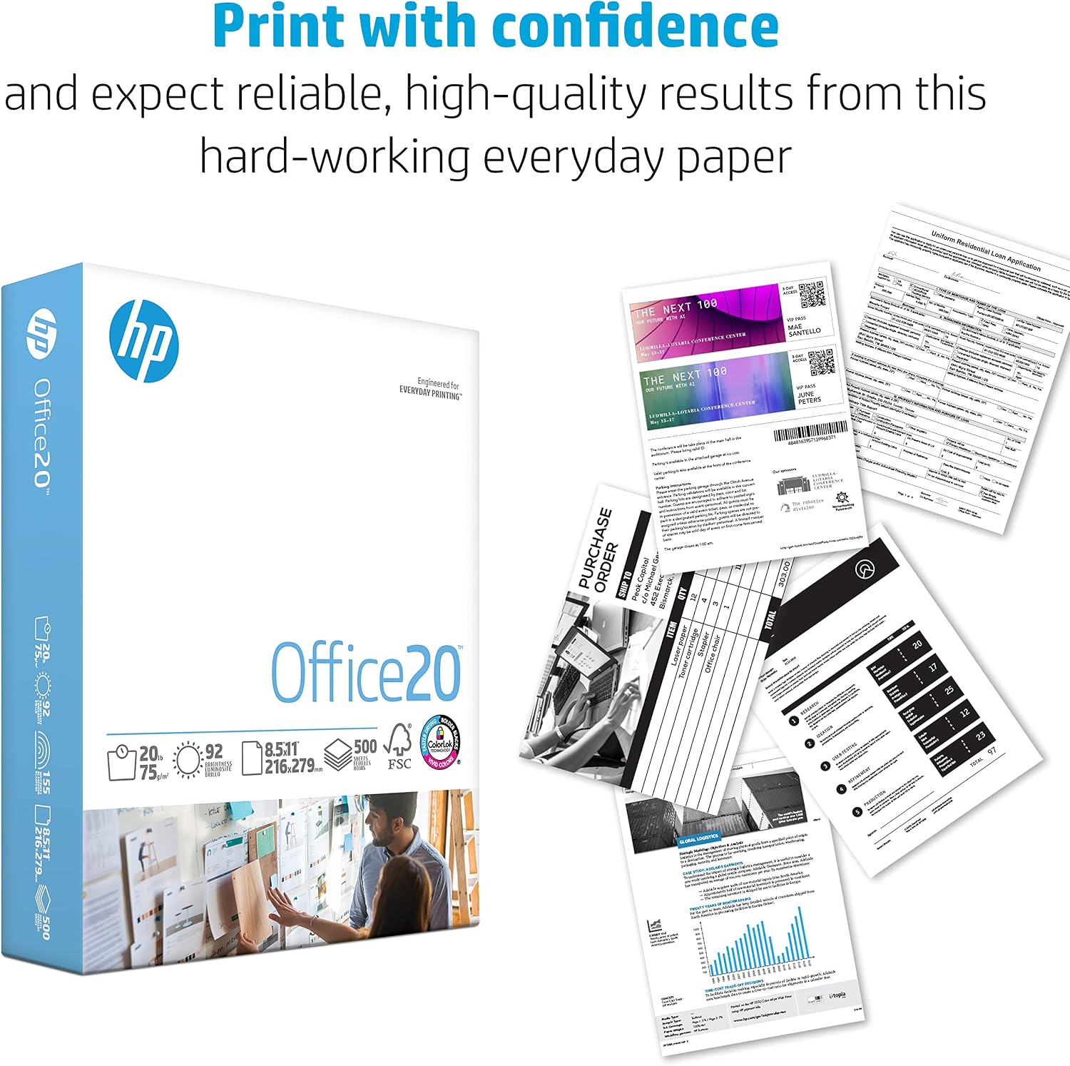 Thumbnail 2 de HP Printer Paper | 8.5 x 11, 20 lb, 3 Ream Case (1500 Sheets) – FSC Certified, Made in USA