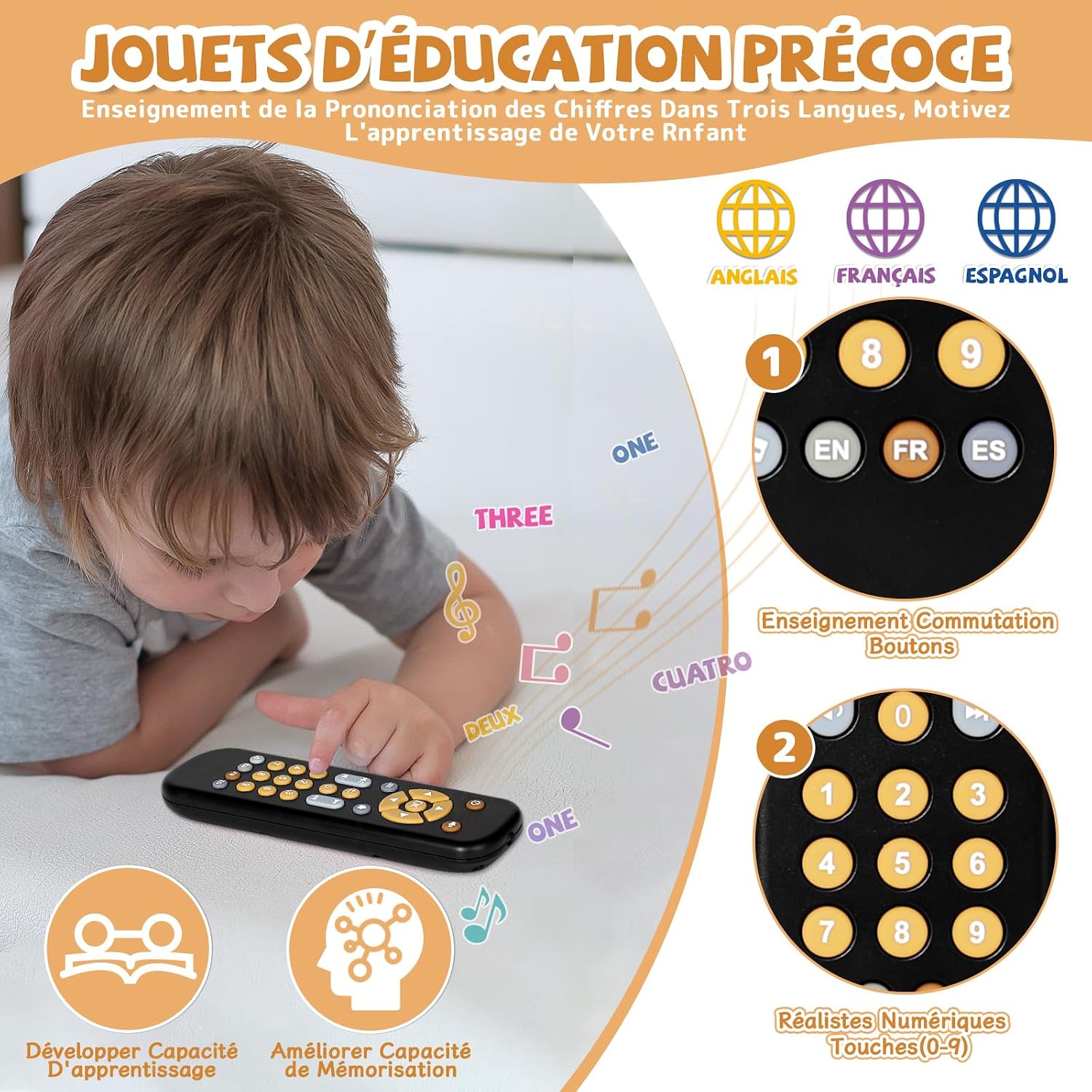 Detalle 2 de Orzbow Jouet Télécommande TV Bébé 1‑2 ans