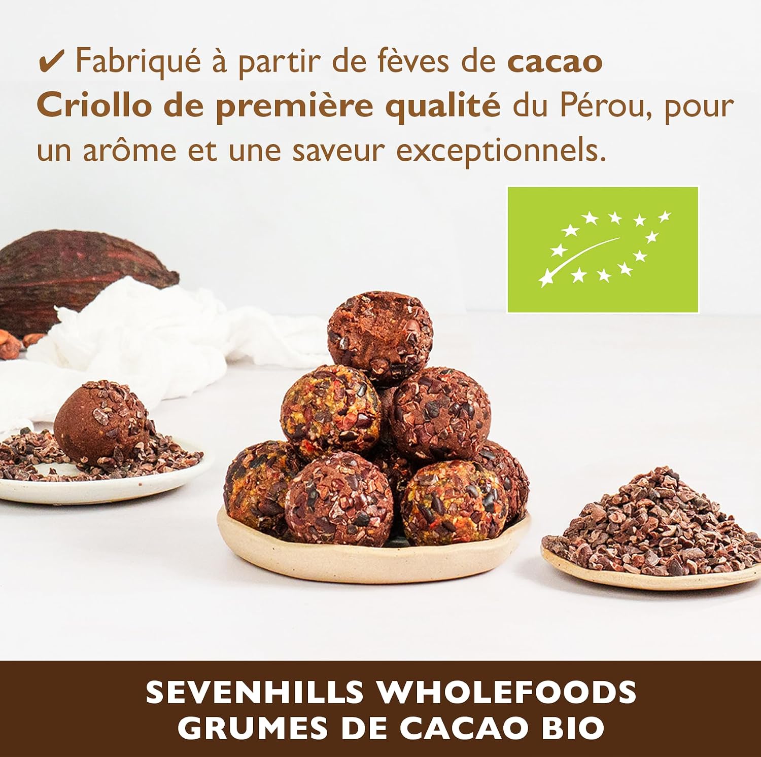 Detalle 2 de Sevenhills Wholefoods GruĂ© de cacao 500g đ«