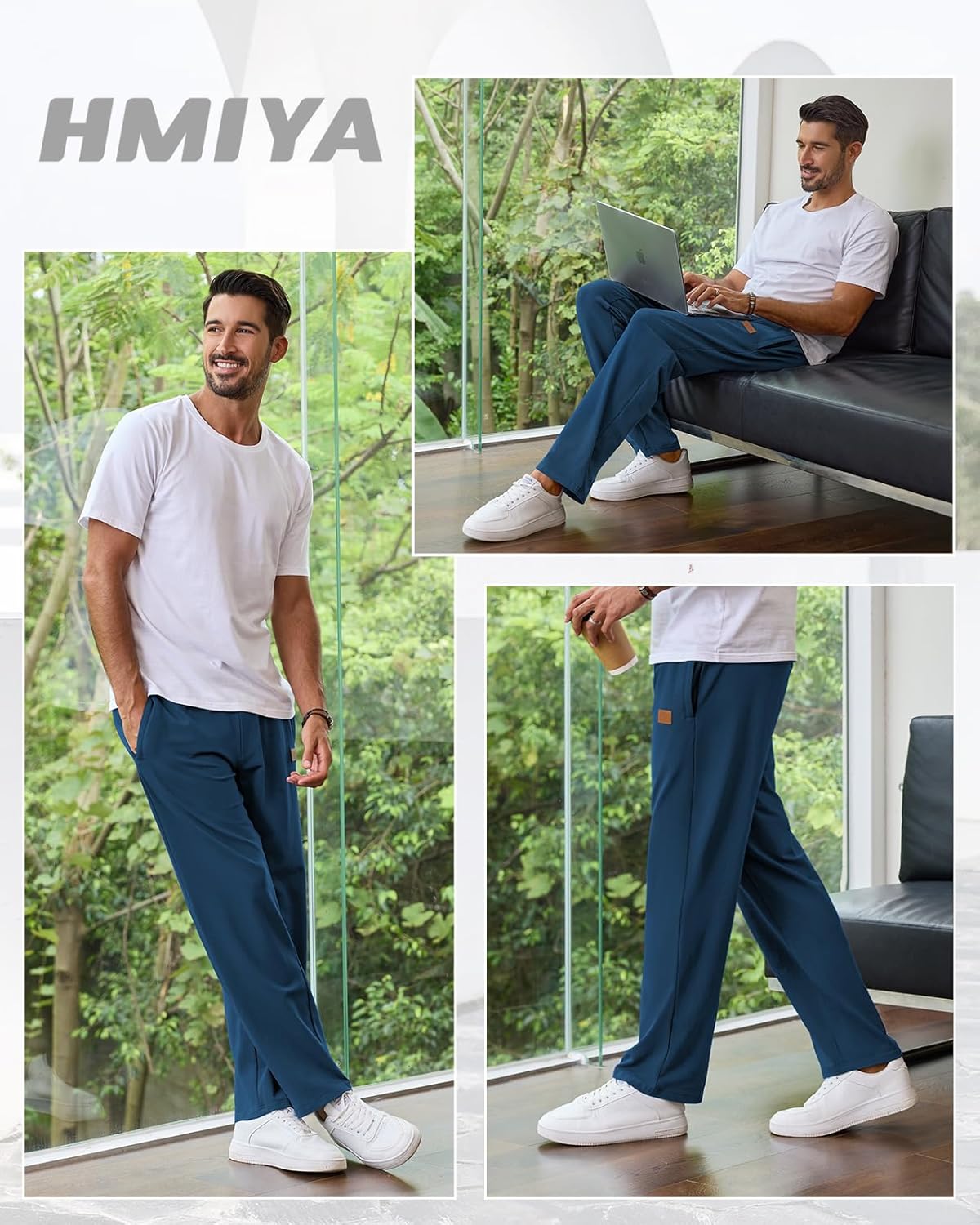 Thumbnail 4 de HMIYA Herren Jogginghose aus Baumwolle – Lange Sweathose mit verstellbarem Bund und Reißverschlusstaschen