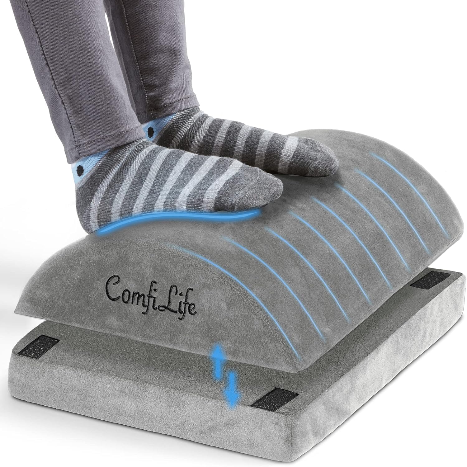 Detalle de ComfiLife Adjustable Height Memory Foam Foot Rest for Under Desk Work (Gray)