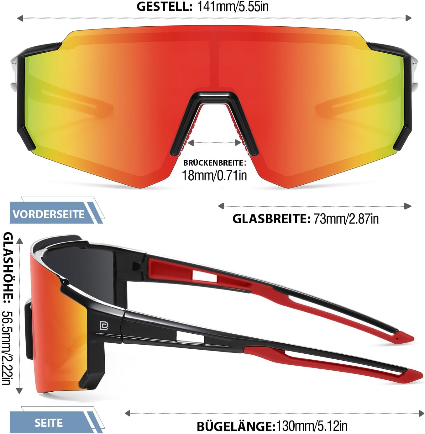 Detalle de DUCO Lunettes de soleil de sport polarisées UV400 TR90 (DC0068) pour homme et femme