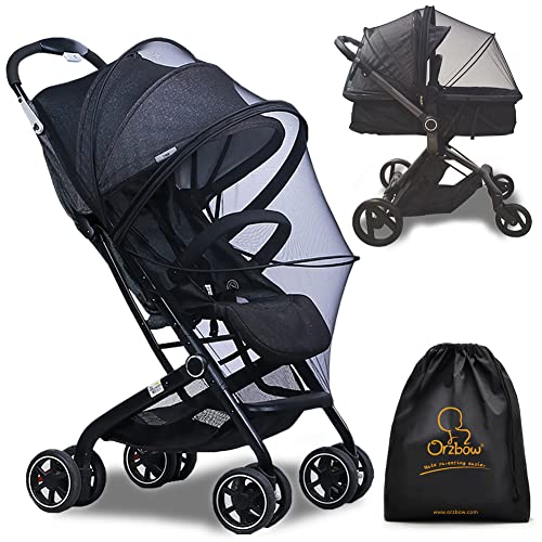Detalle de Orzbow Mosquitera Carrito Bebe Universal: red antimosquitos 3D PVC con cremallera para capazo y cochecito (Negro)