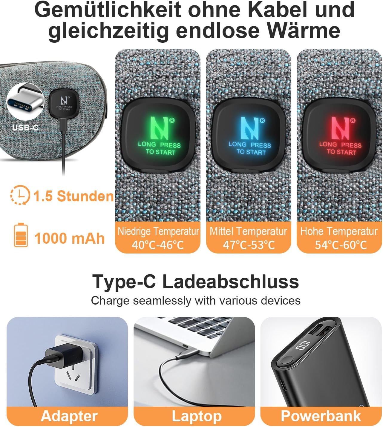 Detalle 2 de AROMA SEASON Wärmebrille mit Akku