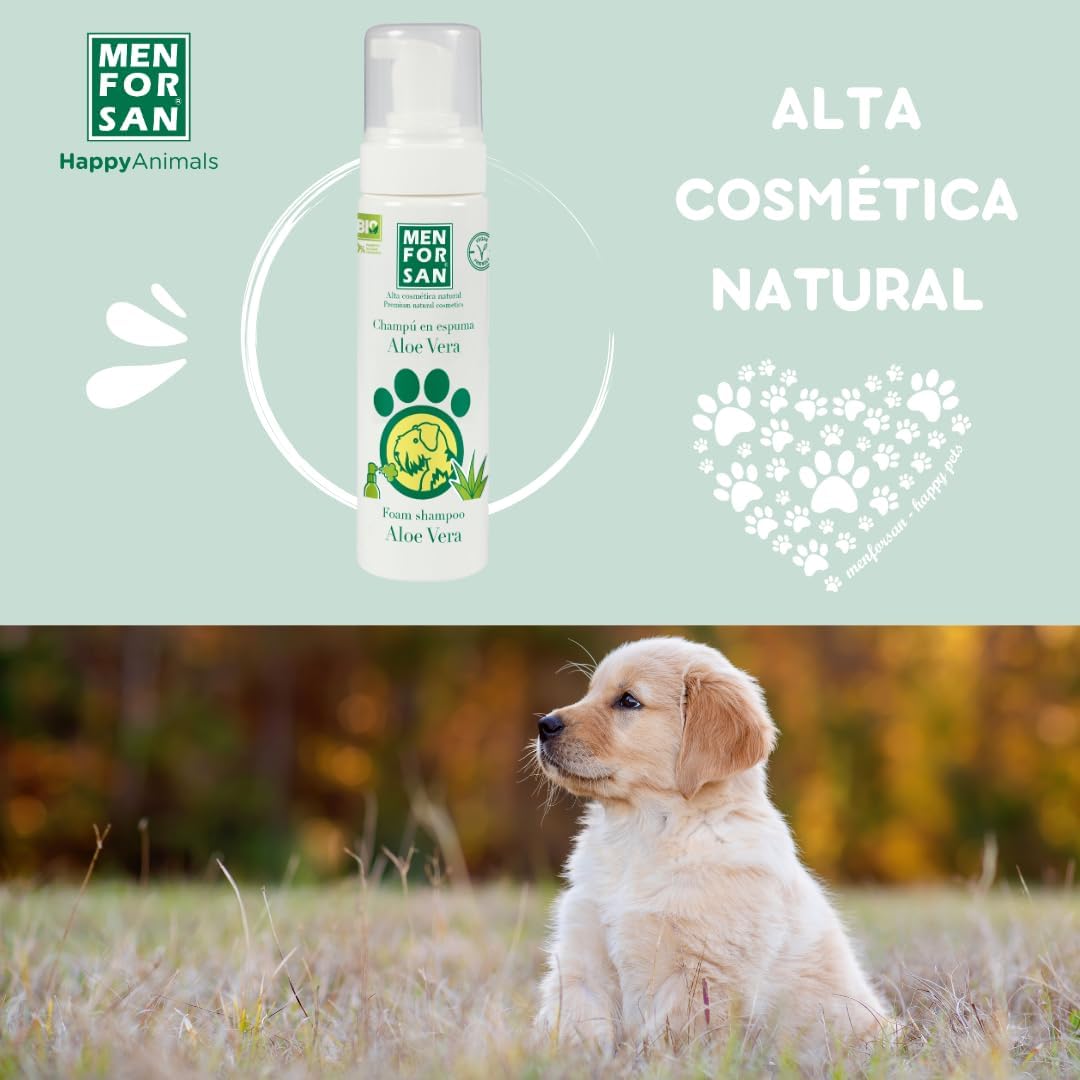 Detalle de Menforsan Shampooing Aloe Vera mousse – Nettoyage sans eau pour chiens et chats