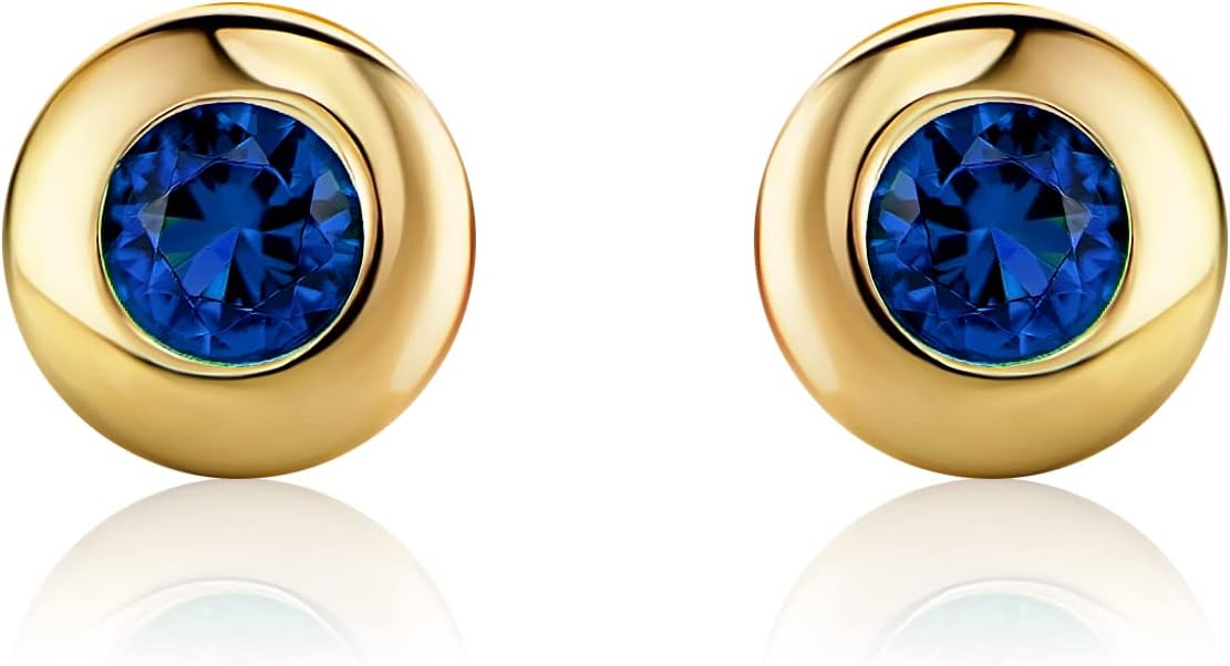 Detalle 2 de Orecchini solitari in oro giallo 585 (14 kt) con pietra portafortuna – rubino sintetico, 5,5 mm