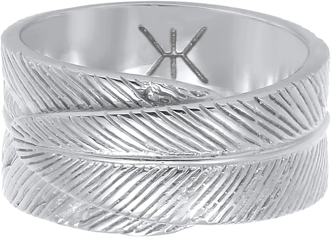Thumbnail 1 de Kuzzoi Massiver Herrenring 12 mm mit Feder-Design aus 925 Sterling Silber (Ringgrößen 60–66)