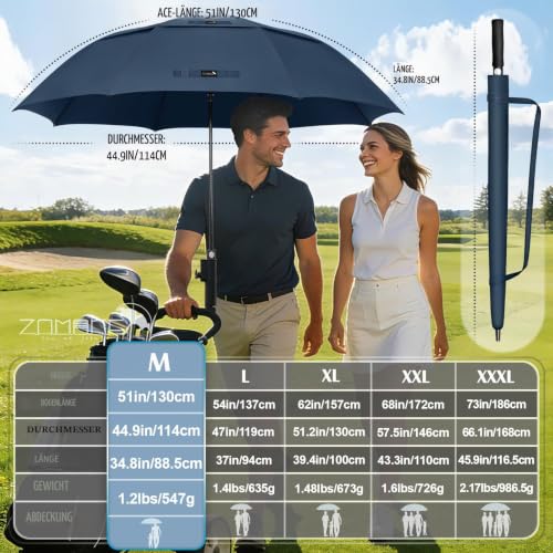 Thumbnail 6 de ZOMAKE Großregenschirm Sturmfest – Golfschirm M, Marineblau