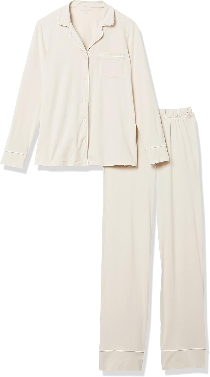 Detalle de Amazon Essentials women’s cotton modal long-sleeve pyjama set (shirt and full-length bottoms)