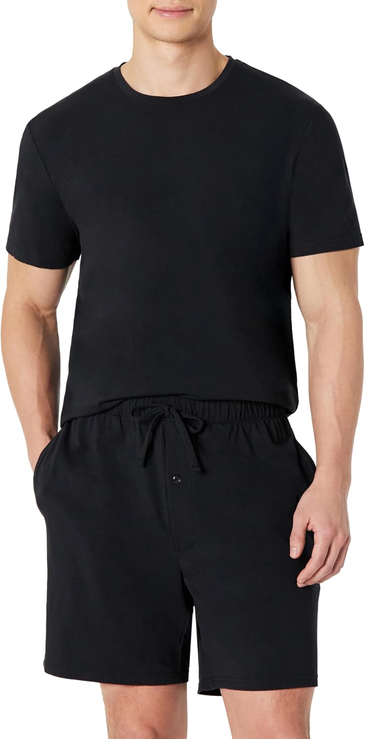 Amazon Essentials Men's Cotton-Modal Pajama Set: Short Sleeve T-Shirt and Shorts