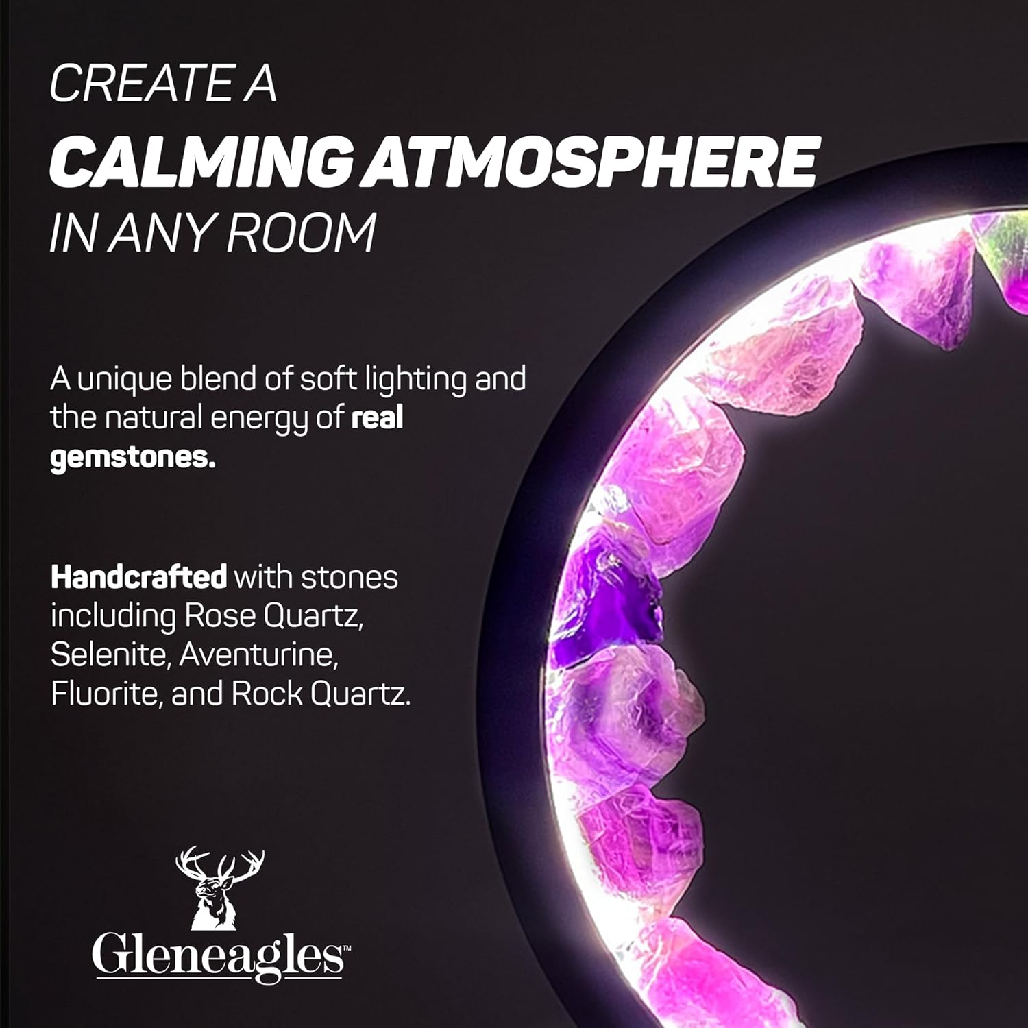 Thumbnail 2 de Cello Gleneagles Circle Earth LED Natural Crystal Lamp with Purple Fluorite (Dimmable)