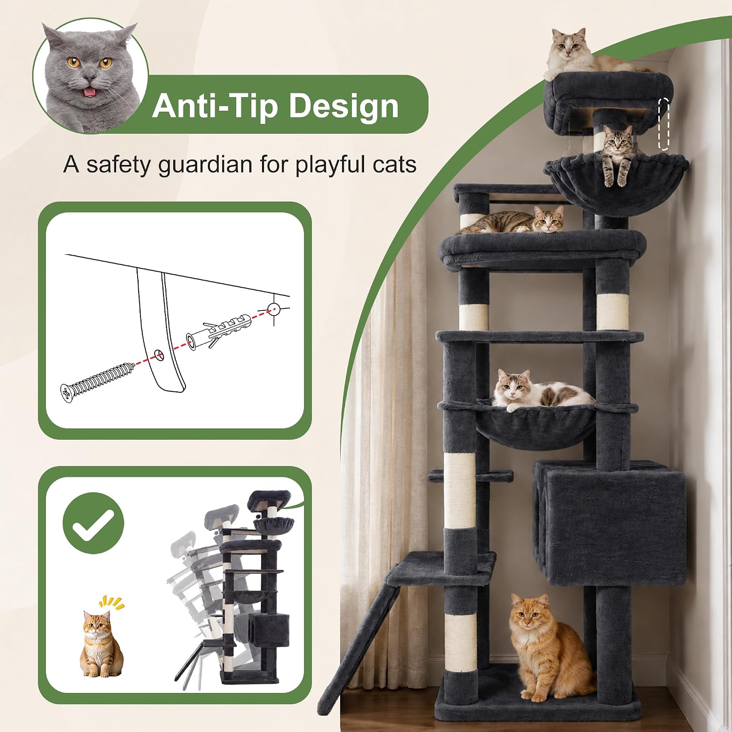 Detalle de Heybly Cat Tree 80-Inch