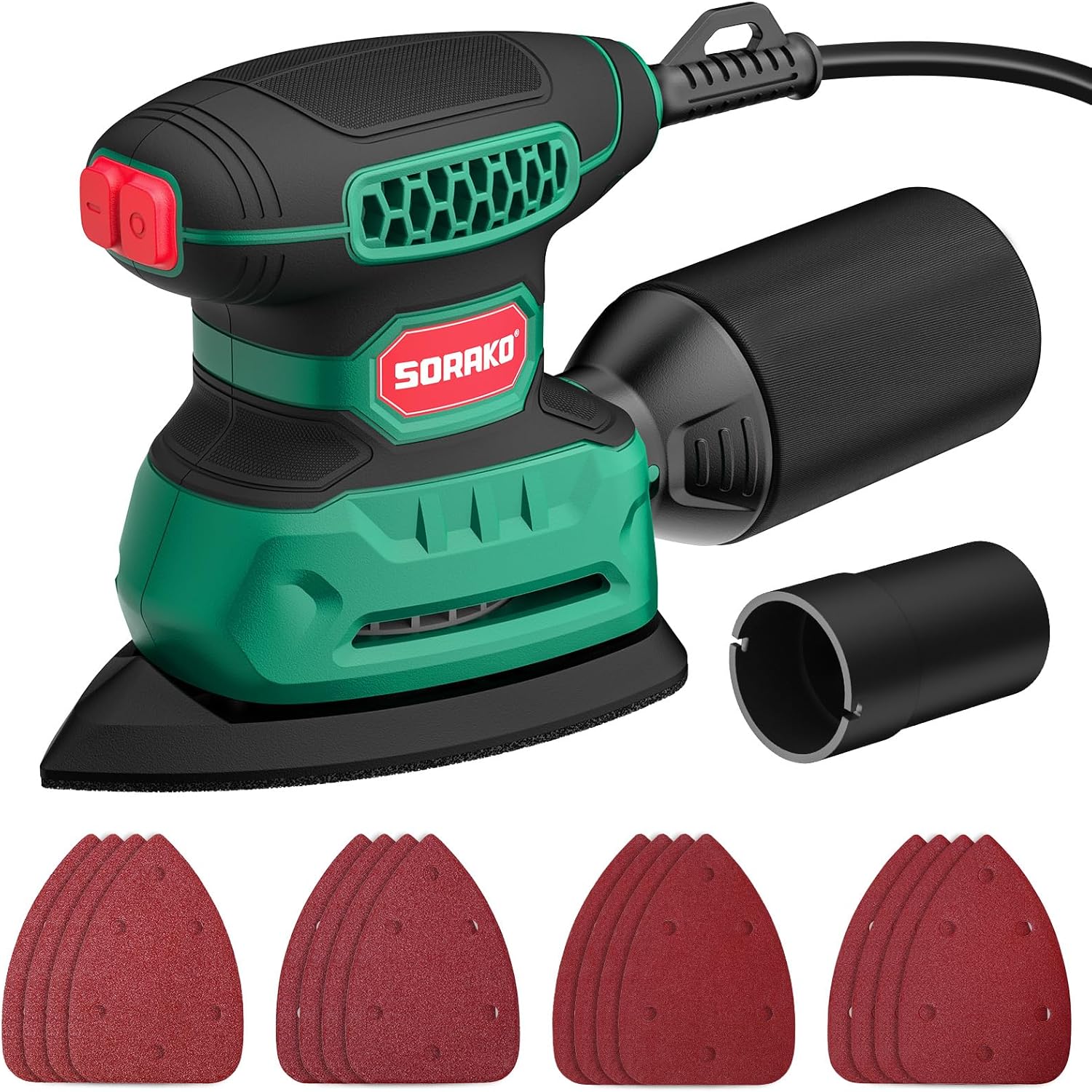 Detalle de SORAKO Electric Sander (220W, 14000 OPM) with Dust Collector and 16 Sandpapers