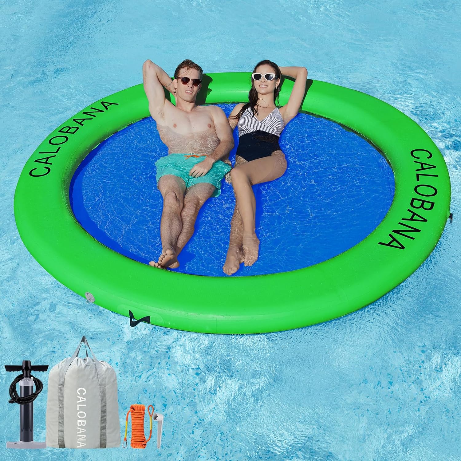 Thumbnail 6 de CALOBANA 10-Foot Round Floating Ring Inflatable Water Hammock for Adults