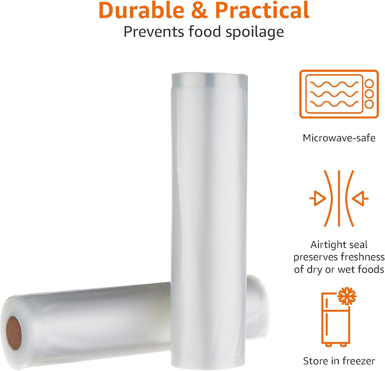 Thumbnail 2 de Amazon Basics Vacuum Food Sealer Roll, Pack of 2 (22 cm x 500 cm)