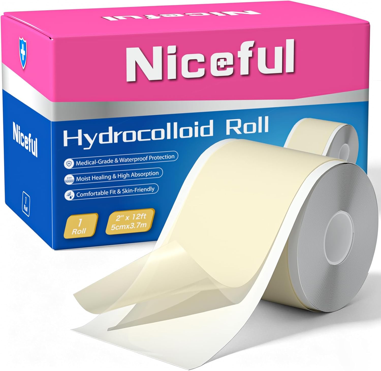 Detalle de Niceful Hydrocolloid Roll for Acne, 2 in x 12 ft, Water-Resistant