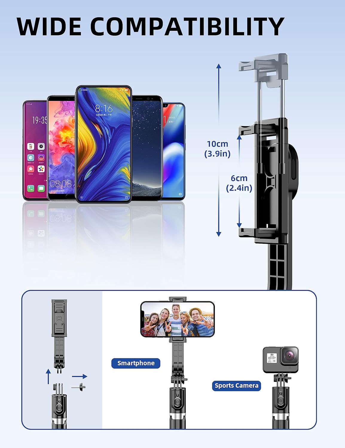 Thumbnail 3 de SelfieShow 41'' Selfie Stick Tripod (Extendable 4 in 1) with Wireless Remote