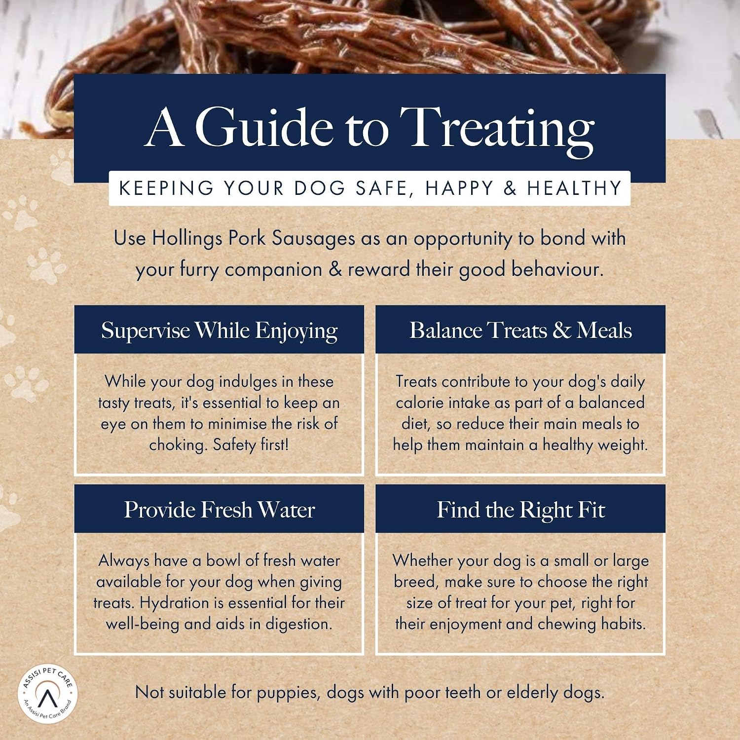 Detalle 2 de Hollings Pork Sausages Dog Treats – 200g (Pack of 10), 100% Natural, Gluten Free air-dried chews