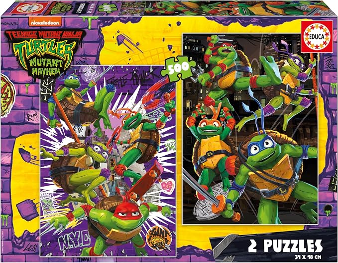 Detalle de Educa - Ninja Turtles 🐢 Pack 2 puzzles 500 piezas cada uno, 34x48 cm