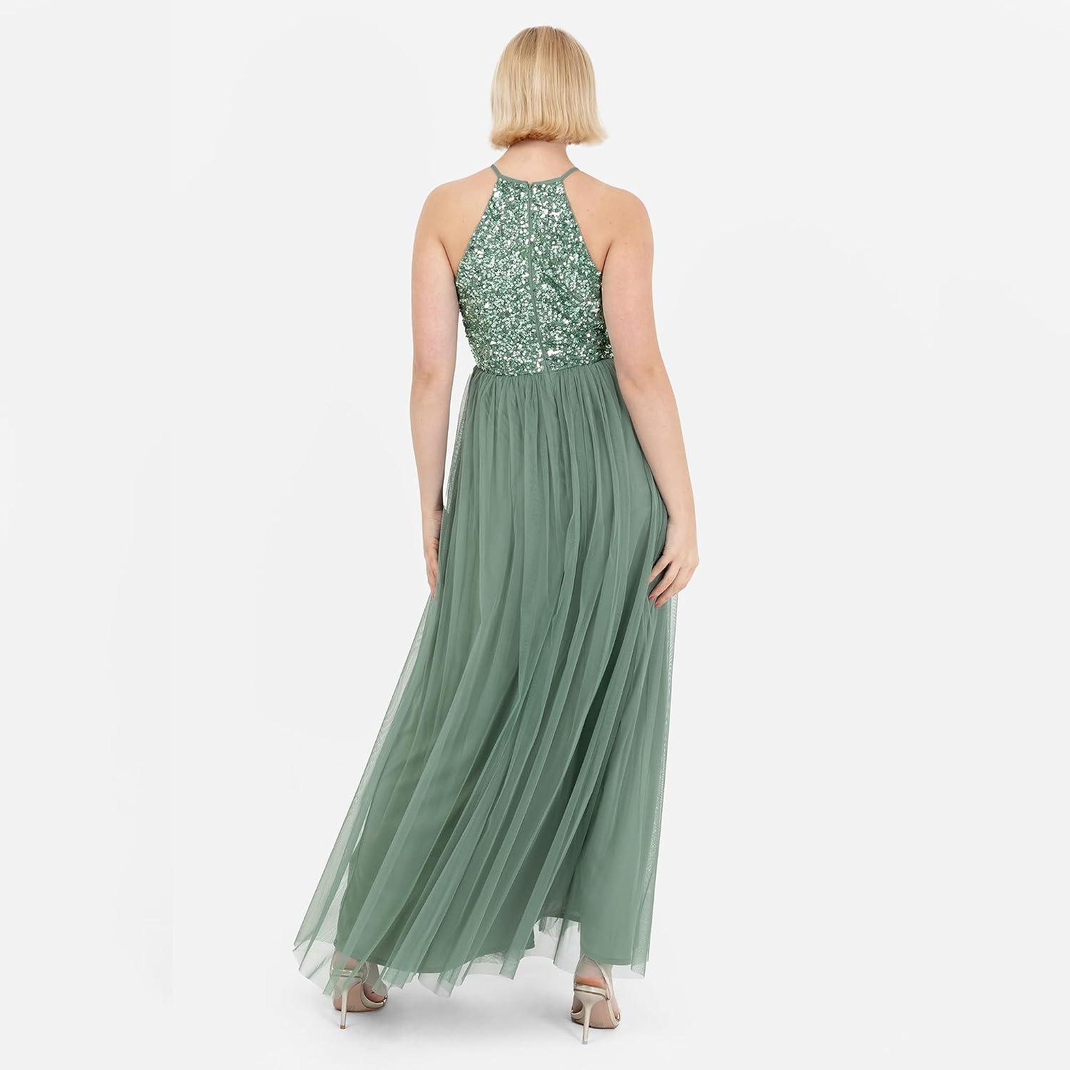 Detalle de Abendkleid mit Pailletten und Tüll – elegantes Maxi-Kleid für Hochzeiten und Festlichkeiten