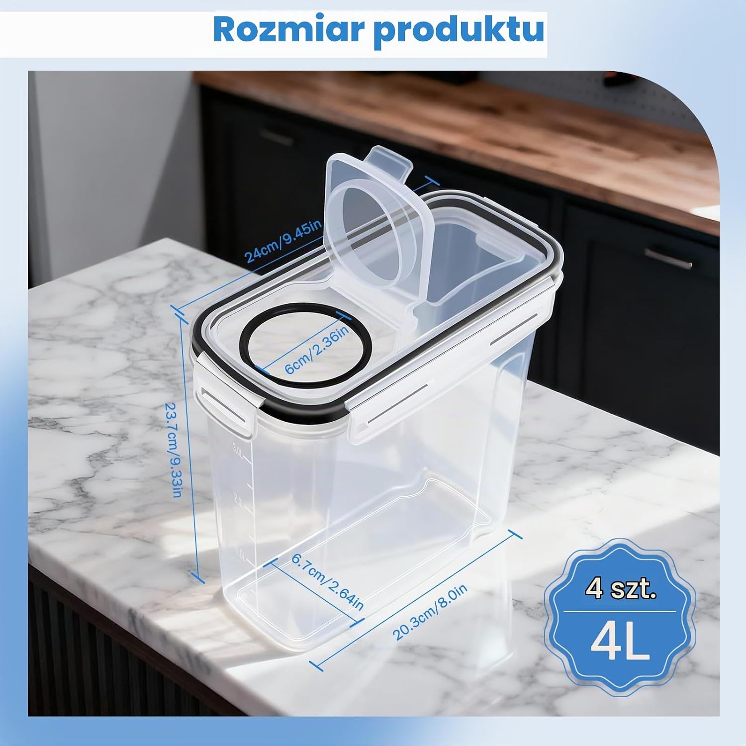 Detalle de Wiseten – 4 pojemniki na filament 3D, 4 l, silikonowa uszczelka