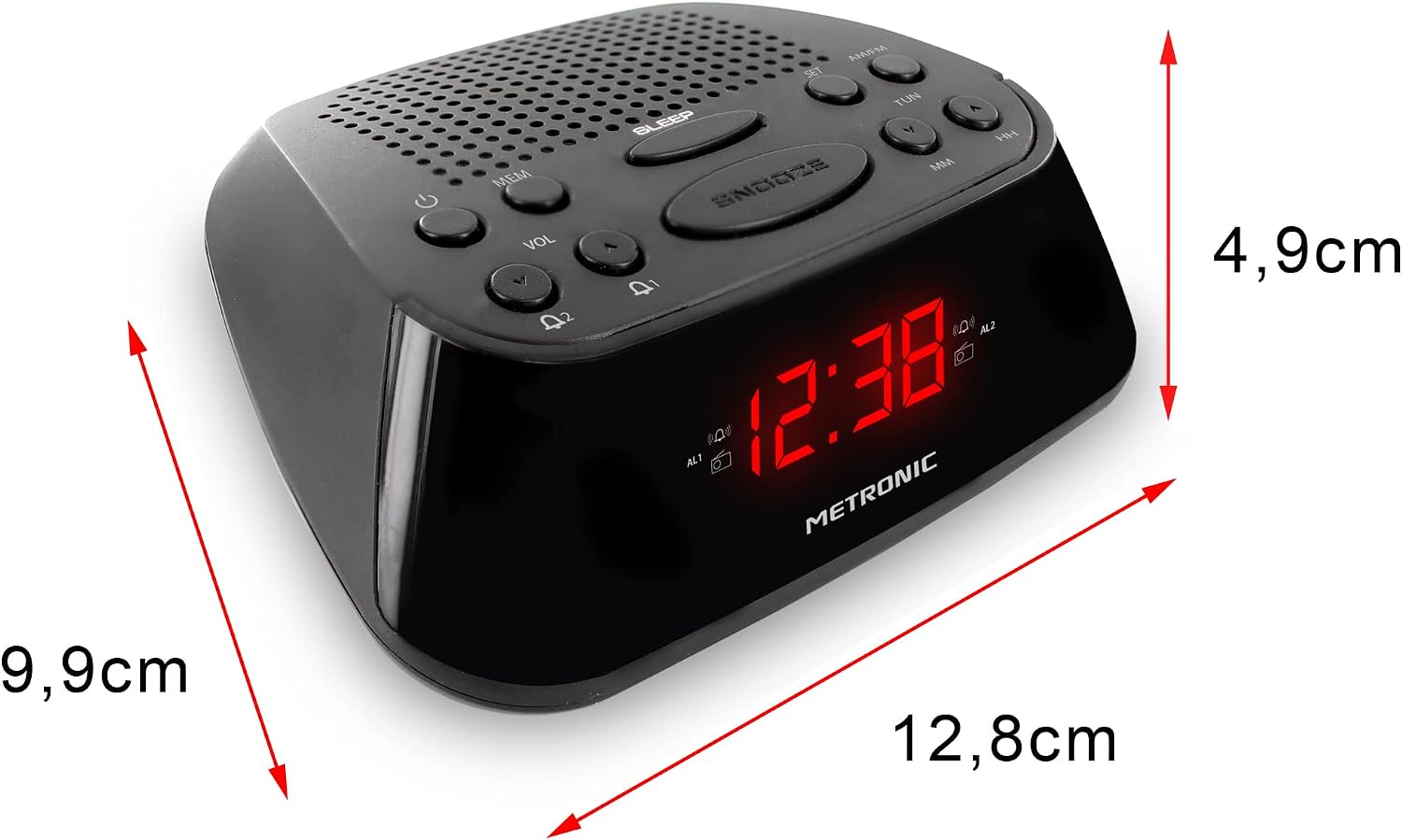 Detalle 2 de METRONIC 477003 Radio-Réveil FM Double Alarme – Grand écran LED rouge