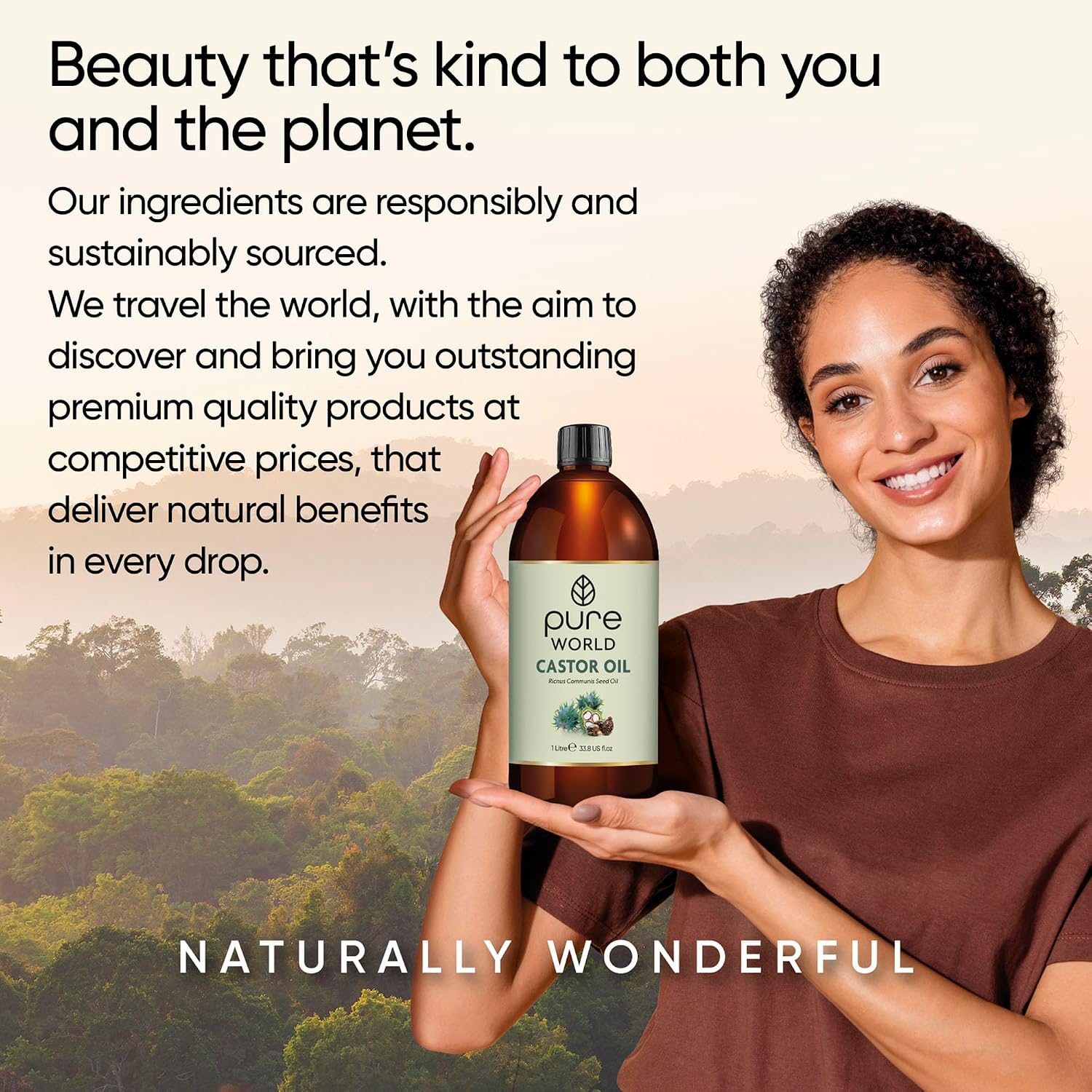 Detalle 2 de Pure World Natural Castor Oil 1000 ml for Hair & Skin