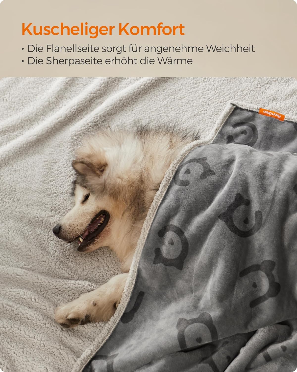 Detalle de Feandrea wasserdichte Hundedecke mit Sherpa-Fleece, beidseitiger Sofabezug-Schutz (XXXL, 229 x 203 cm) grau PPB090G01