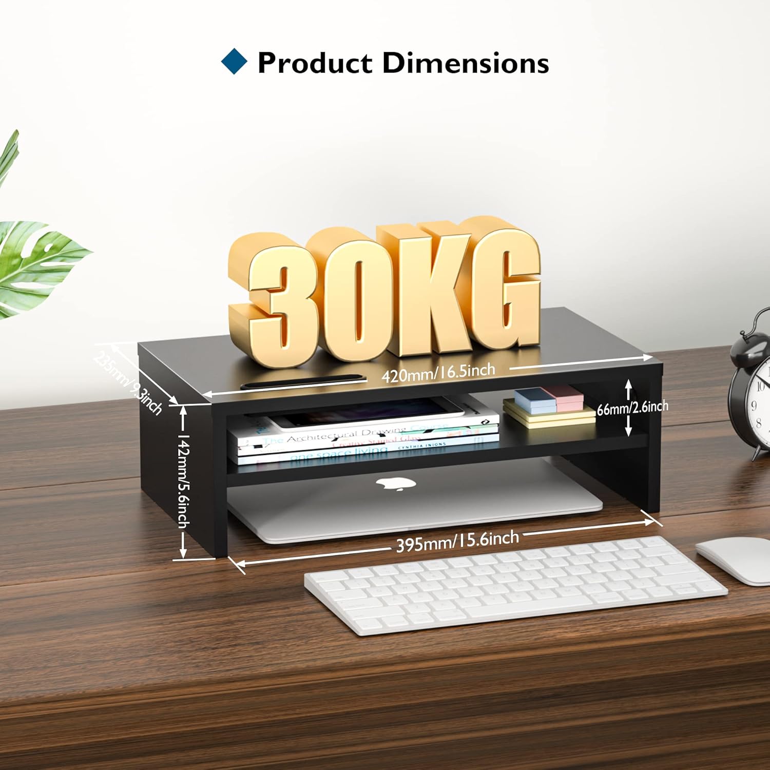 Thumbnail 5 de BONTEC Support moniteur en bois 420 mm, 2 étages 🖥️