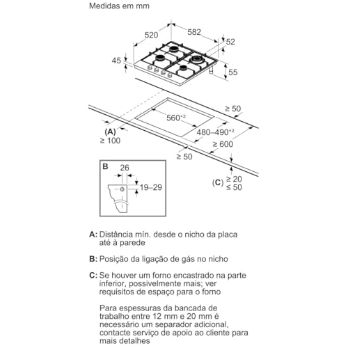 Thumbnail 3 de Bosch PGH6B5K90 Serie 4: piano cottura a gas 60 cm con 4 bruciatori in acciaio inox