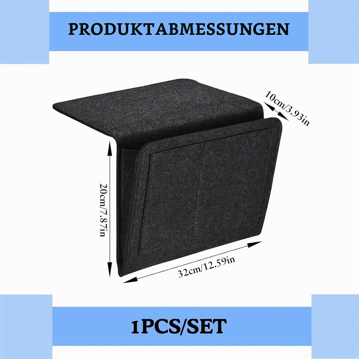 Detalle de Dryxog Bett Organizer zum Einhängen – Filz-BettOrganizer mit mehreren Fächern
