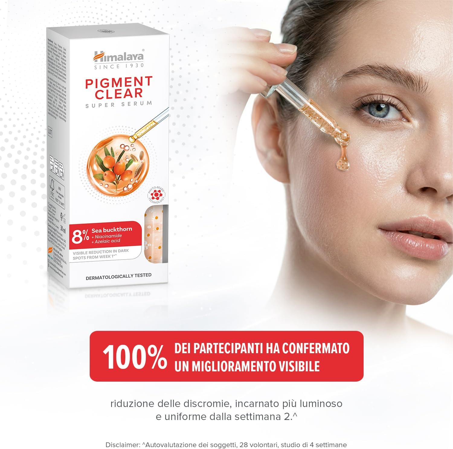 Detalle 2 de Himalaya Super Serum Pigment Clear: siero illuminante con acido azelaico, niacinamide e olivello spinoso (30 ml)