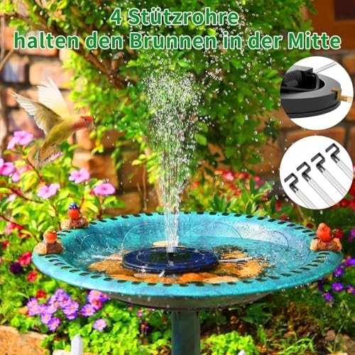 Detalle de AISITIN Solarbrunnen für Draussen mit 6 Düsen – Freistehende Solarfontäne