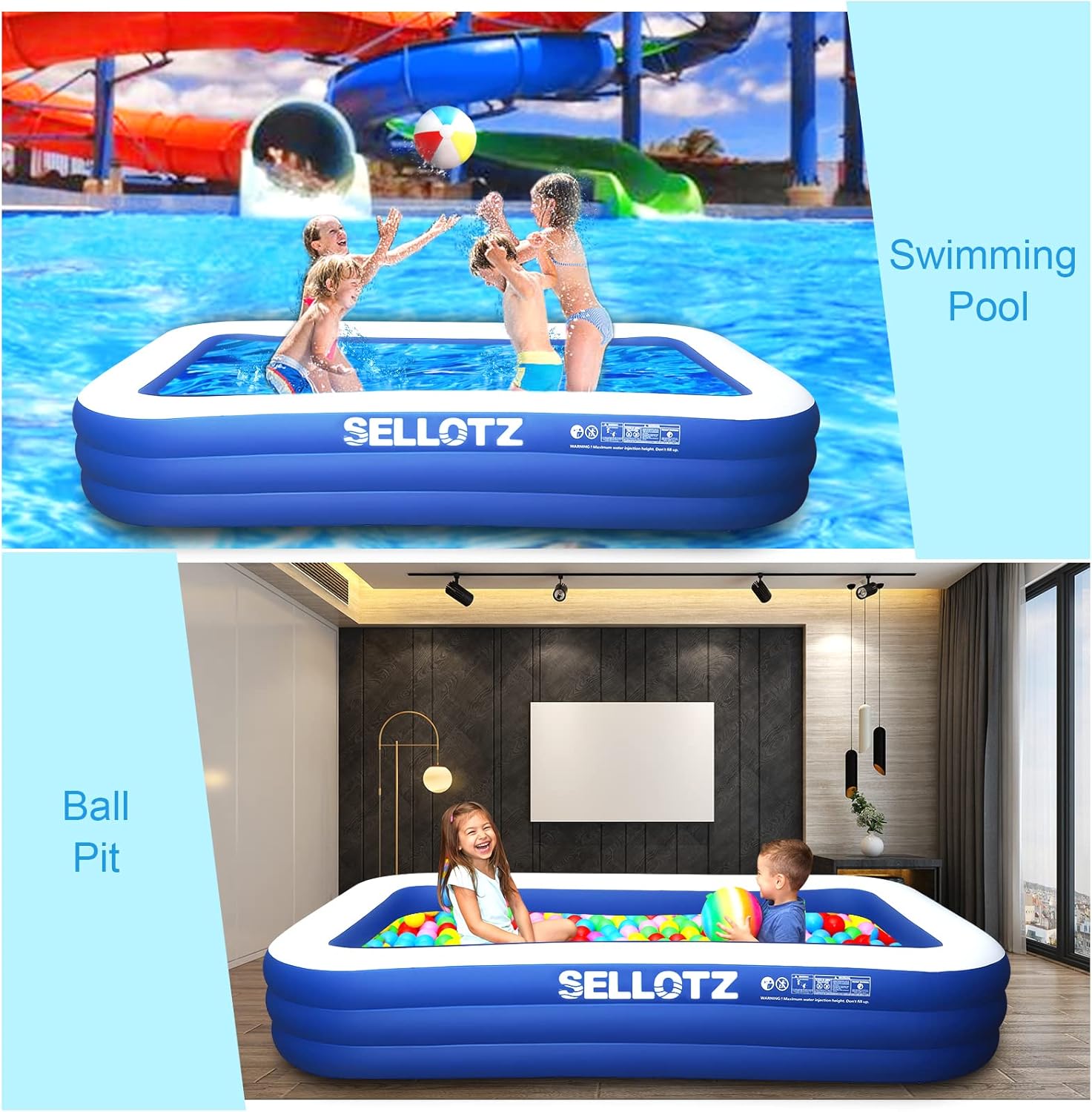 Thumbnail 1 de SELLOTZ 120 x 72 x 22-Inch Inflatable Pool for Kids and Adults