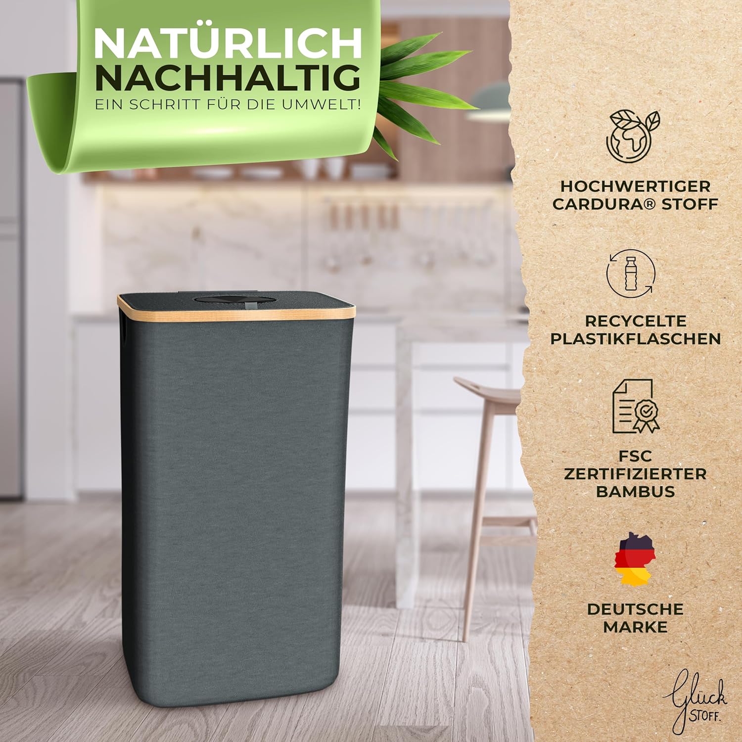 Thumbnail 6 de Glückstoff Pfandflaschen Sammelbehälter (100 Liter) inkl. Tragetasche – geruchsdichte Pfandbehälter-Aufbewahrung