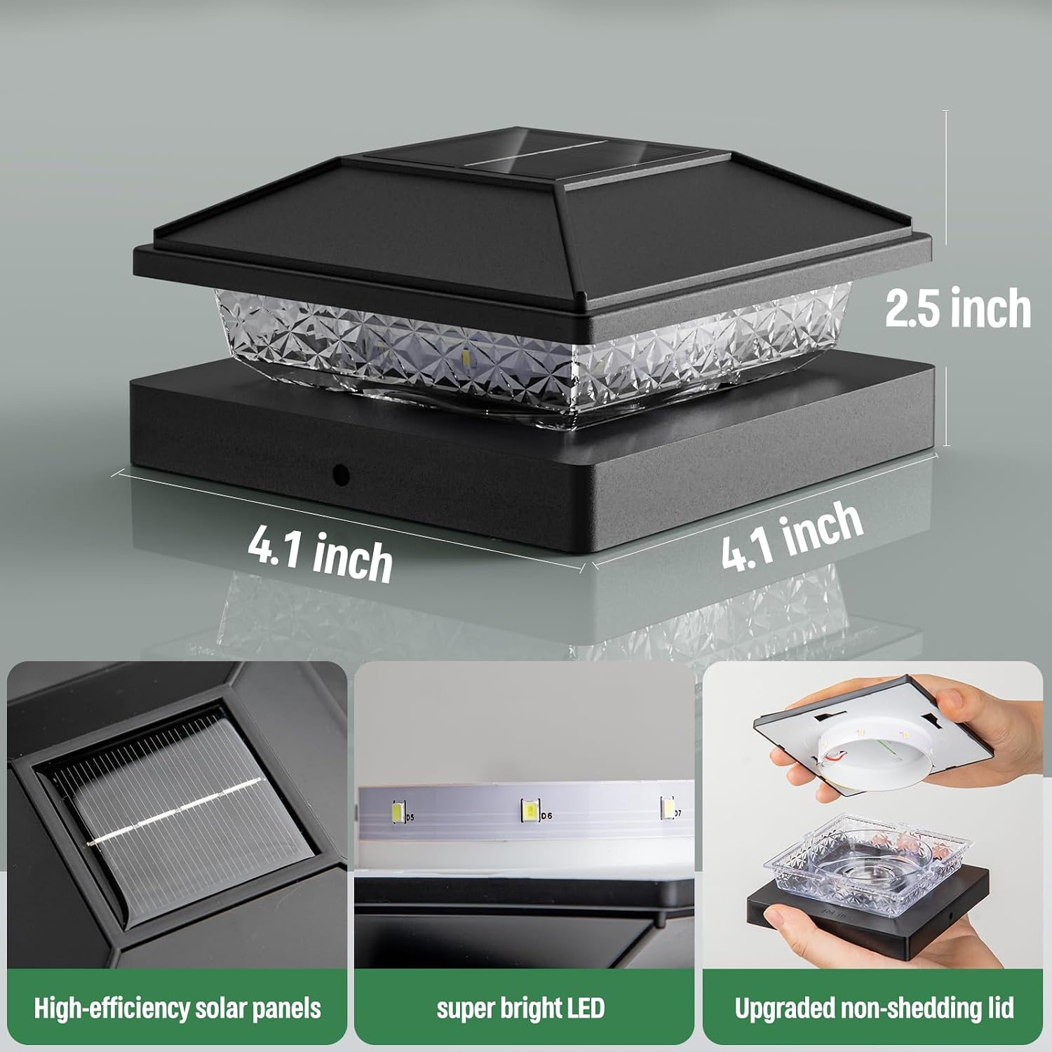 Detalle de JOFIOS TZ22 Solar Post Cap Lights, 6-Pack, Warm White, Waterproof
