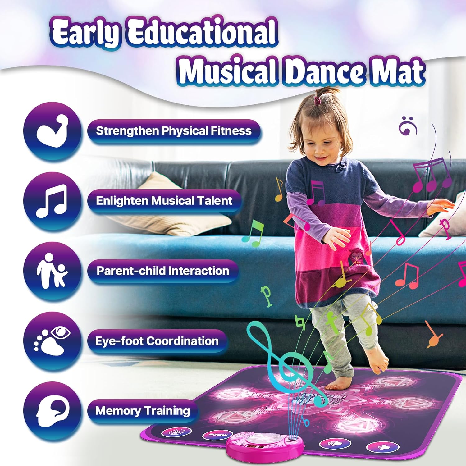 Thumbnail 4 de LEAPRCSTORE Light-Up Dance Mat Toys for Kids (6 arrows, 5 game modes)