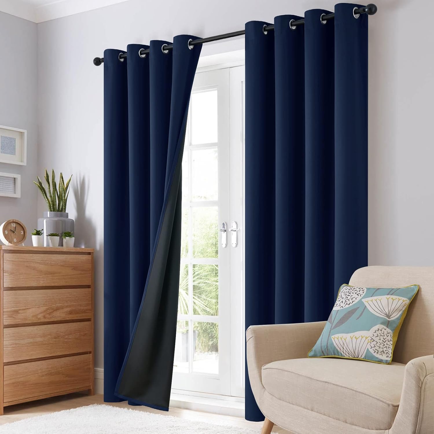 Thumbnail 6 de SimpleHome 100% Blackout Curtains for Bedroom, Navy Blue, 52 x 84 Inches, 2 Panels