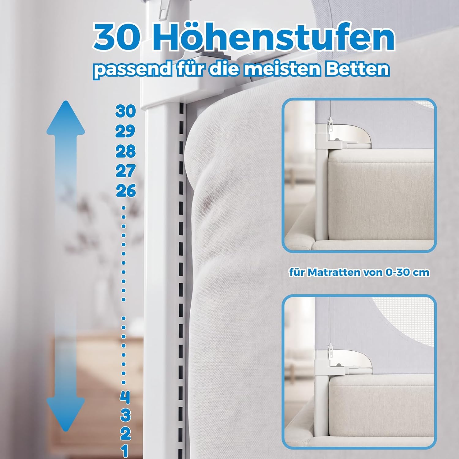 Thumbnail 4 de KUQAZ Stabiles Bettgitter 200 cm – Rausfallschutz in U-Form für Boxspringbetten und die meisten Bettarten