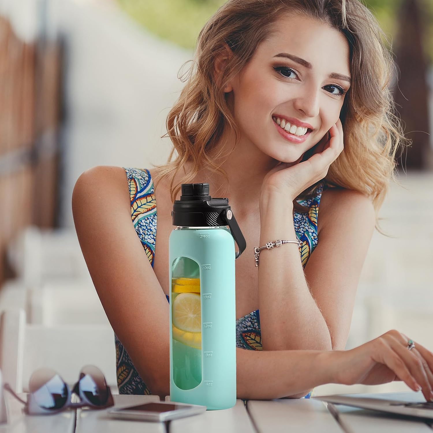 Thumbnail 5 de BLUEGO 700ml Glass Water Bottle