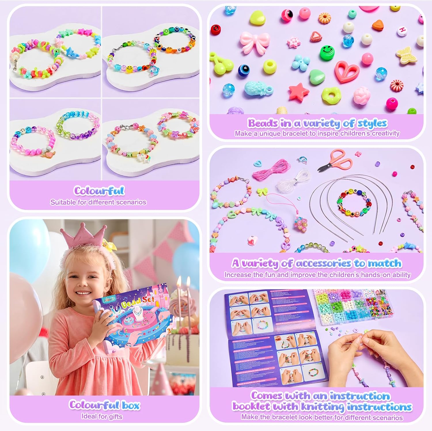 Thumbnail 3 de Bridokit Perlen-Set für Kinderarmbänder – 2 Boxen mit 46 Arten zum Auffädeln, Kreativ-Bastelset ab 4/5/6/7/8/9 Jahren