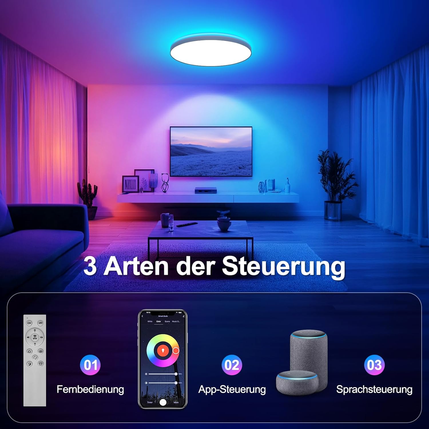 Thumbnail 3 de ToyGlee LED Deckenleuchte Dimmbar 36W Ø30cm