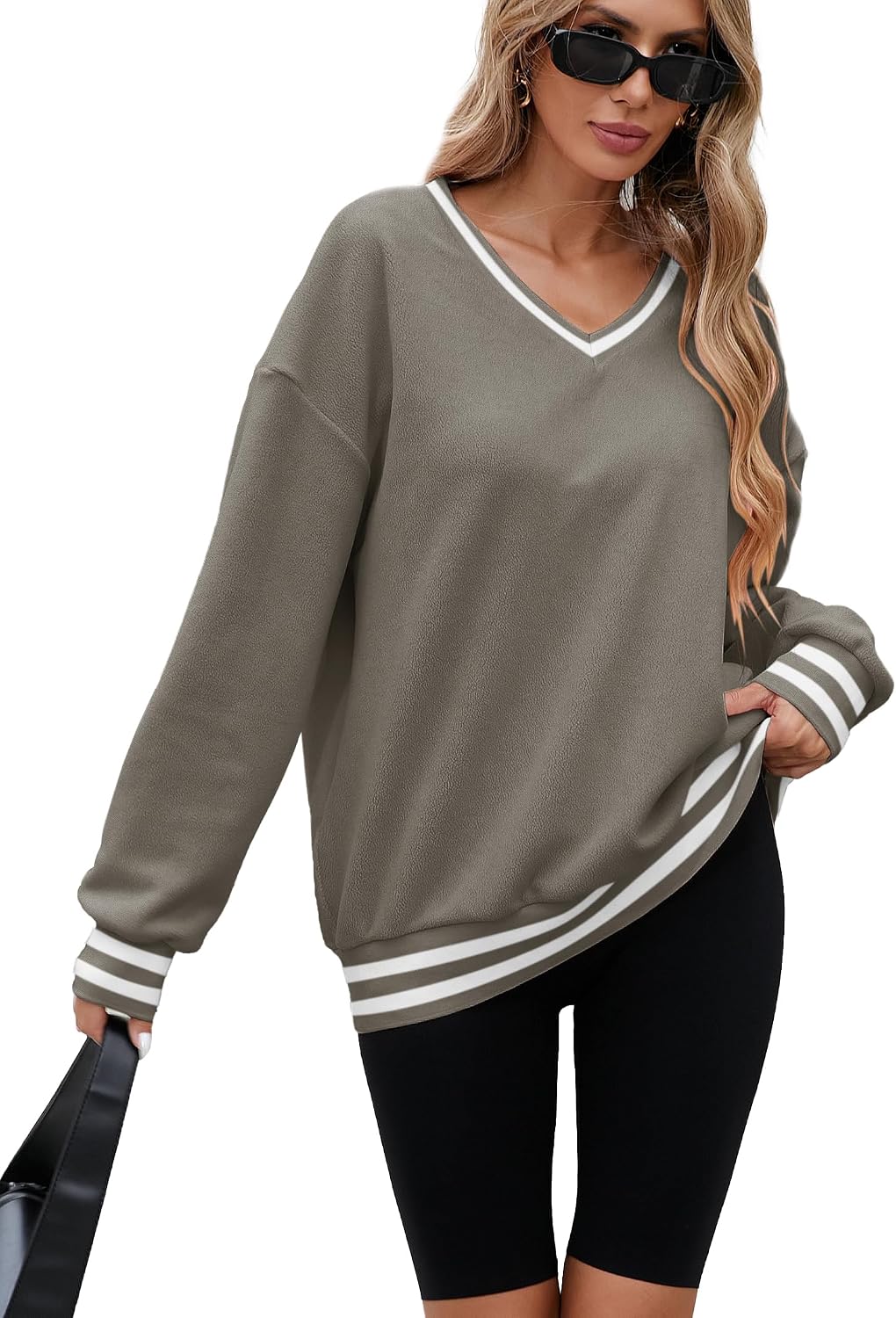 Thumbnail 2 de Famulily Warm Fleece V‑Neck Oversized Sweatshirt