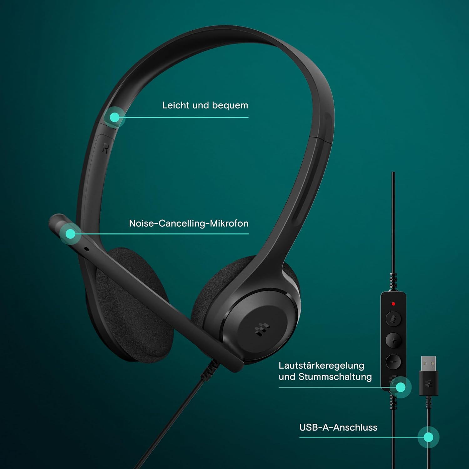 Thumbnail 1 de EPOS C1 Business-Headset mit USB-A, Noise-Cancelling-Mikrofon und EPOS Connect (schwarz)