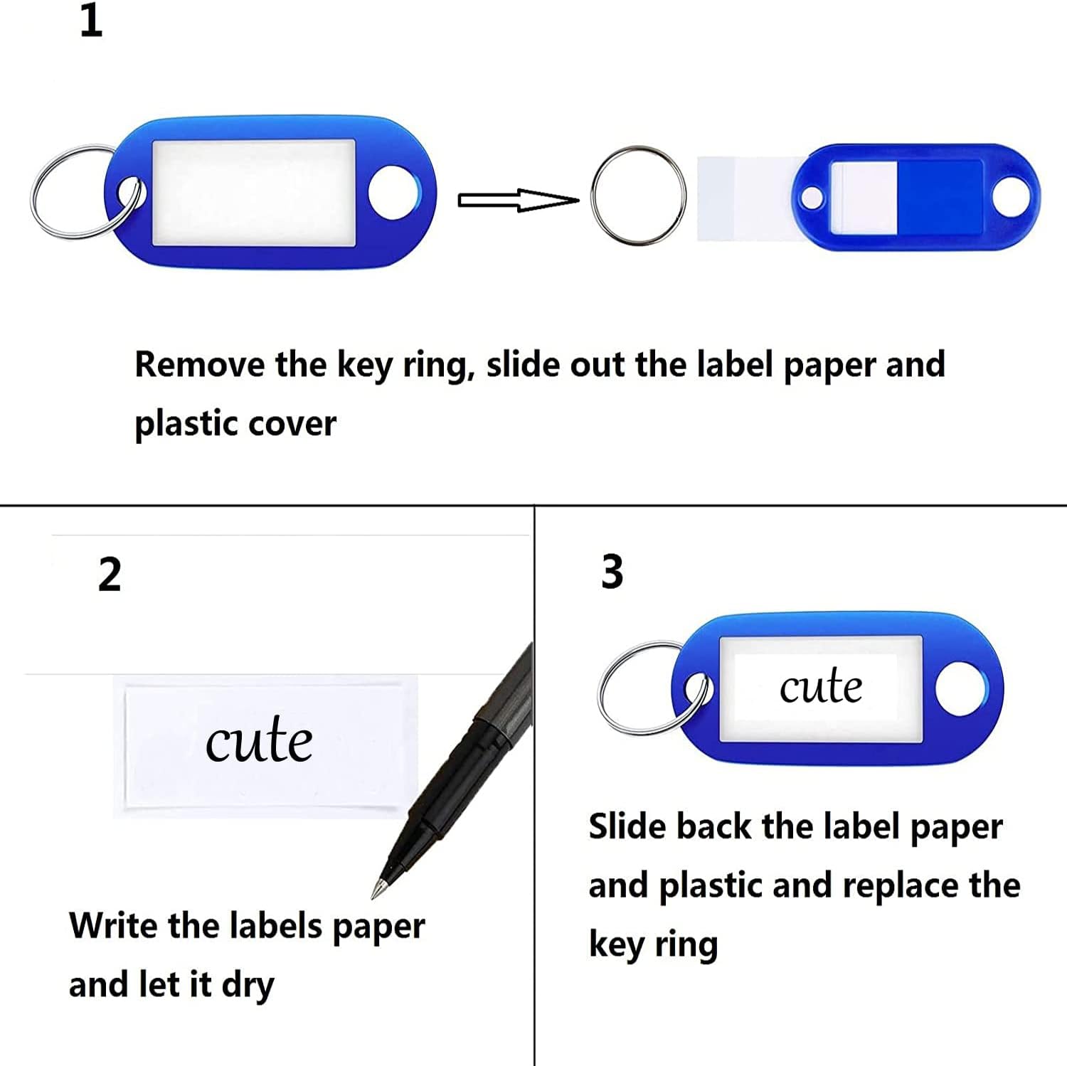 Thumbnail 2 de Key Tags with Labels 100PCS Key Fobs with Labels, Key Rings & Multi Coloured Tags
