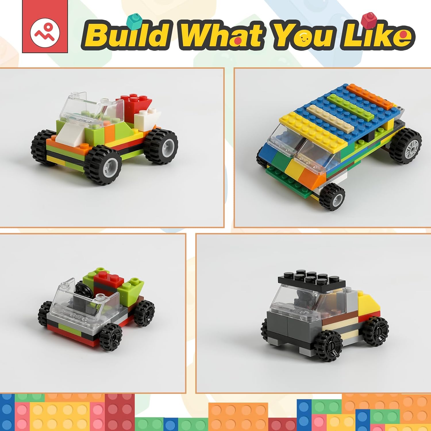 Thumbnail 2 de HUIZDQ 120er-Set Räder und Achsen – Baustein-Bauteile für bis zu 7 Spielzeugautos ab 6 Jahren