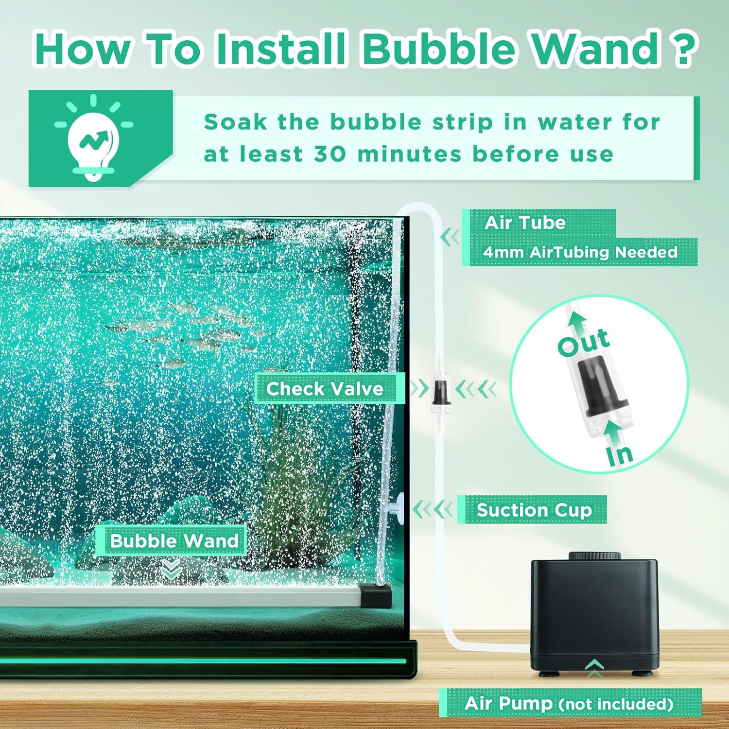 Thumbnail 3 de Hygger Aquarium Bubble Curtain Wall 15cm – Quiet High DO Diffuser with Air Tubing