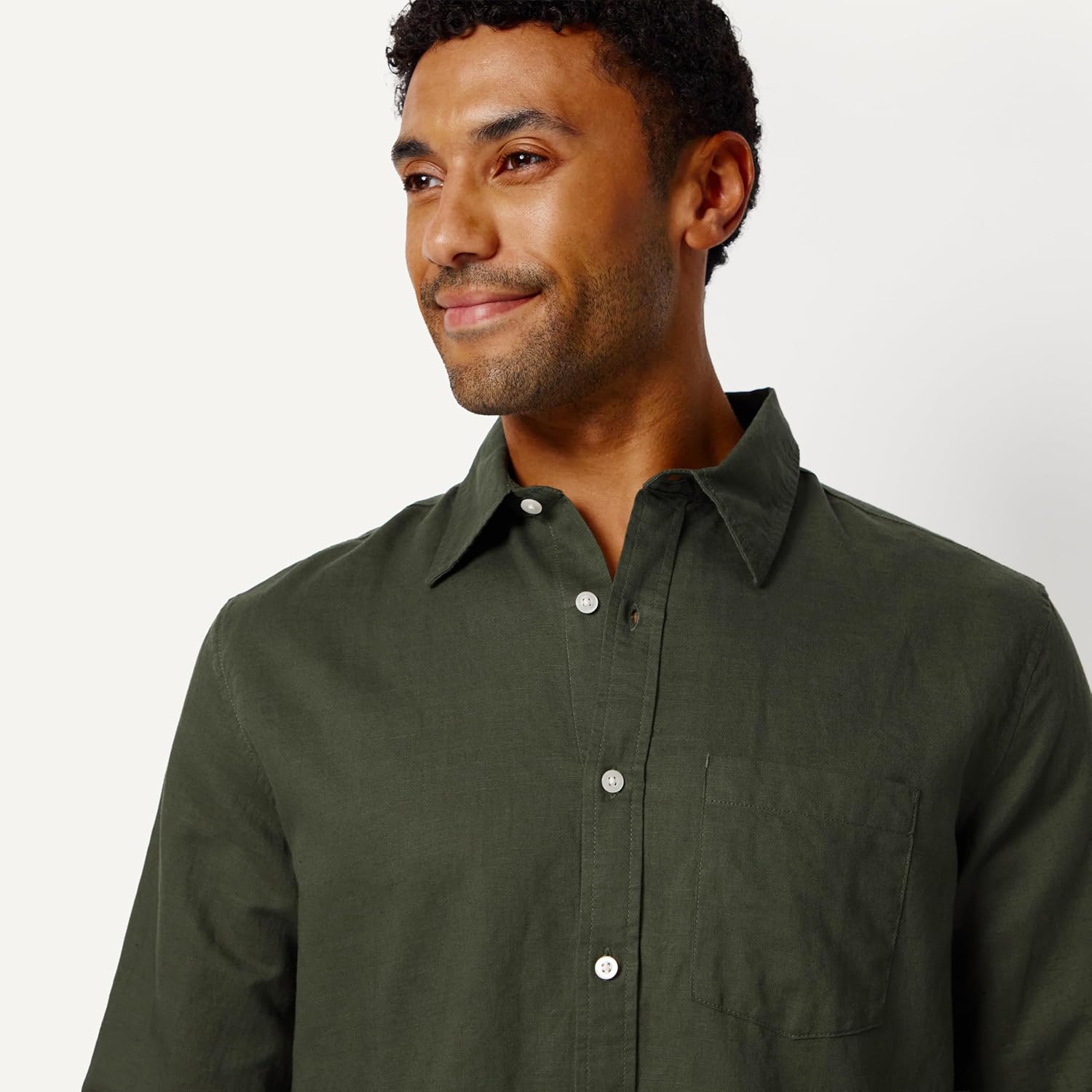Detalle de Amazon Essentials Men's Regular-Fit Long Sleeve Linen Blend Shirt