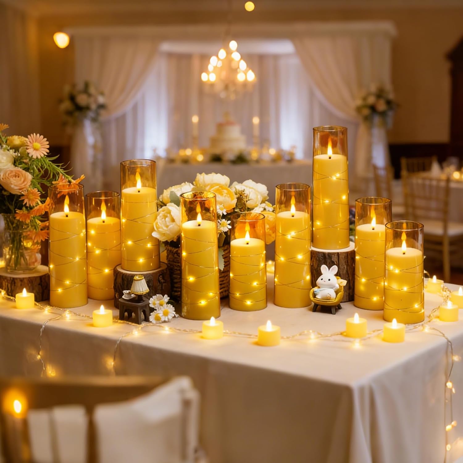 Detalle 2 de kakoya WYLZ-011 Flameless LED Candles, 24-Piece Gold Set with Timer